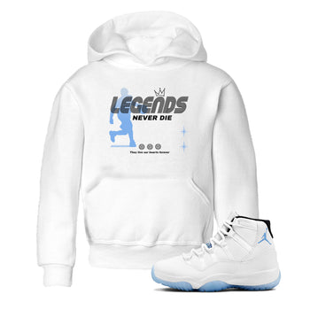 11s Legend Blue shirts to match jordans Legends Never Die sneaker match tees Air Jordan 11 Legend Blue match shoes to clothes SNRT Sneaker Tees Youth Baby White 1 tee