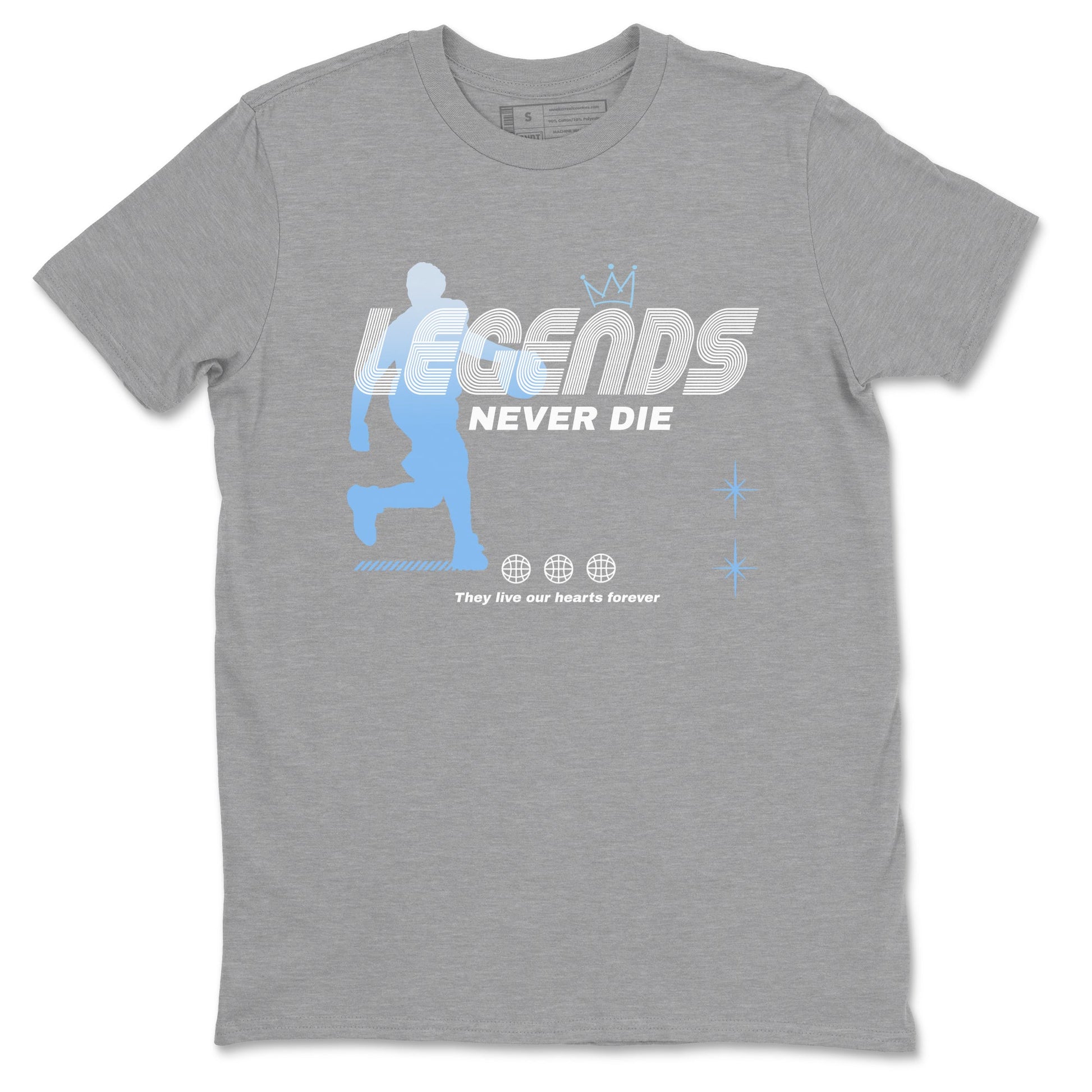 11s Legend Blue shirts to match jordans Legends Never Die sneaker match tees Air Jordan 11 Legend Blue match shoes to clothes SNRT Sneaker Tees unisex cotton Heather Grey 2 shirts