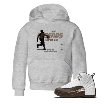 12s Baroque Brown shirts to match jordans Legends Never Die sneaker match tees Air Jordan 12 Baroque Brown match shoes to clothes SNRT Sneaker Tees Youth Baby Heather Grey 1 tee
