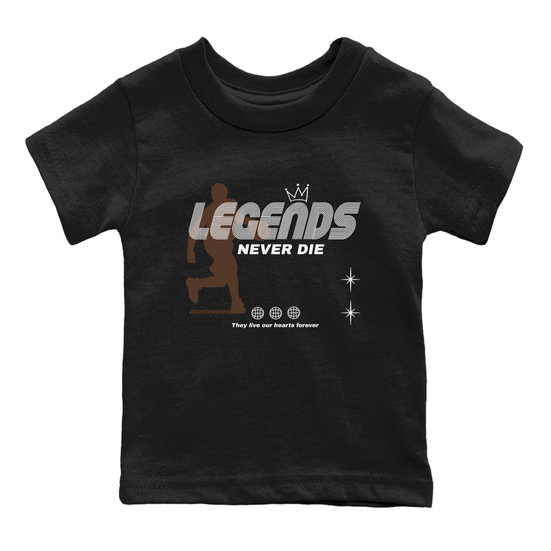 12s Baroque Brown shirts to match jordans Legends Never Die sneaker match tees Air Jordan 12 Baroque Brown match shoes to clothes SNRT Sneaker Tees Youth Baby Black 2 tee