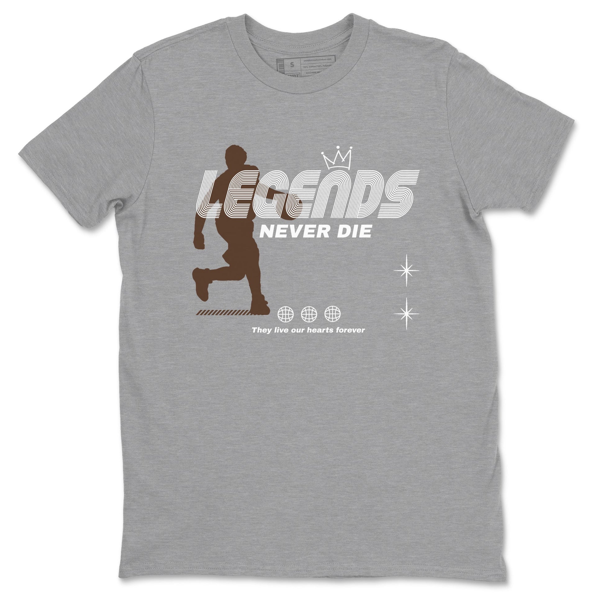 12s Baroque Brown shirts to match jordans Legends Never Die sneaker match tees Air Jordan 12 Baroque Brown match shoes to clothes SNRT Sneaker Tees unisex cotton Heather Grey 2 shirts