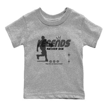12s Black Wolf Grey shirts to match jordans Legends Never Die sneaker match tees Air Jordan 12 Black Wolf Grey match shoes to clothes SNRT Sneaker Tees Youth Baby Heather Grey 2 tee