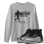 12s Black Wolf Grey shirts to match jordans Legends Never Die sneaker match tees Air Jordan 12 Black Wolf Grey match shoes to clothes SNRT Sneaker Tees unisex cotton Heather Grey 1 shirts