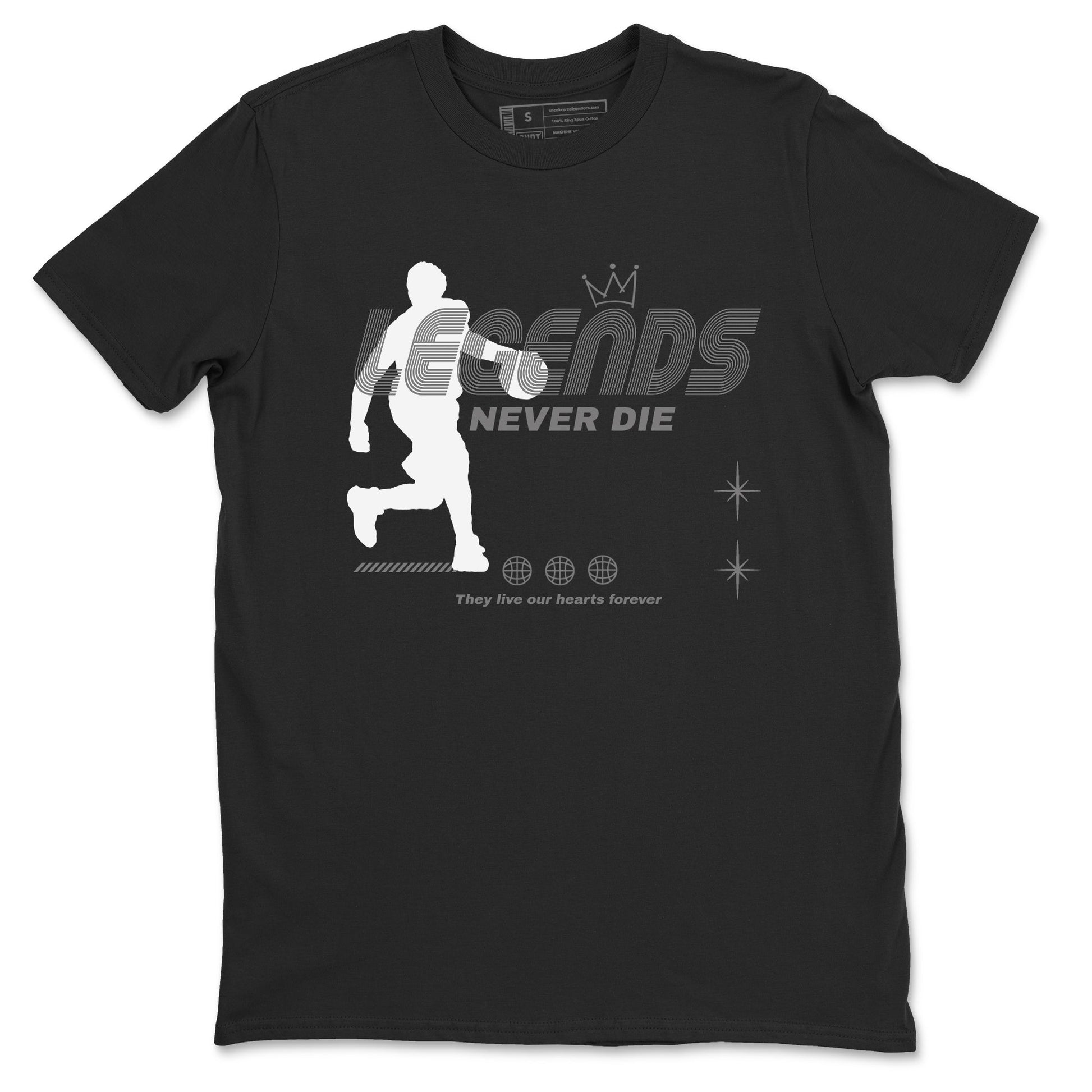 12s Black Wolf Grey shirts to match jordans Legends Never Die sneaker match tees Air Jordan 12 Black Wolf Grey match shoes to clothes SNRT Sneaker Tees unisex cotton Black 2 shirts