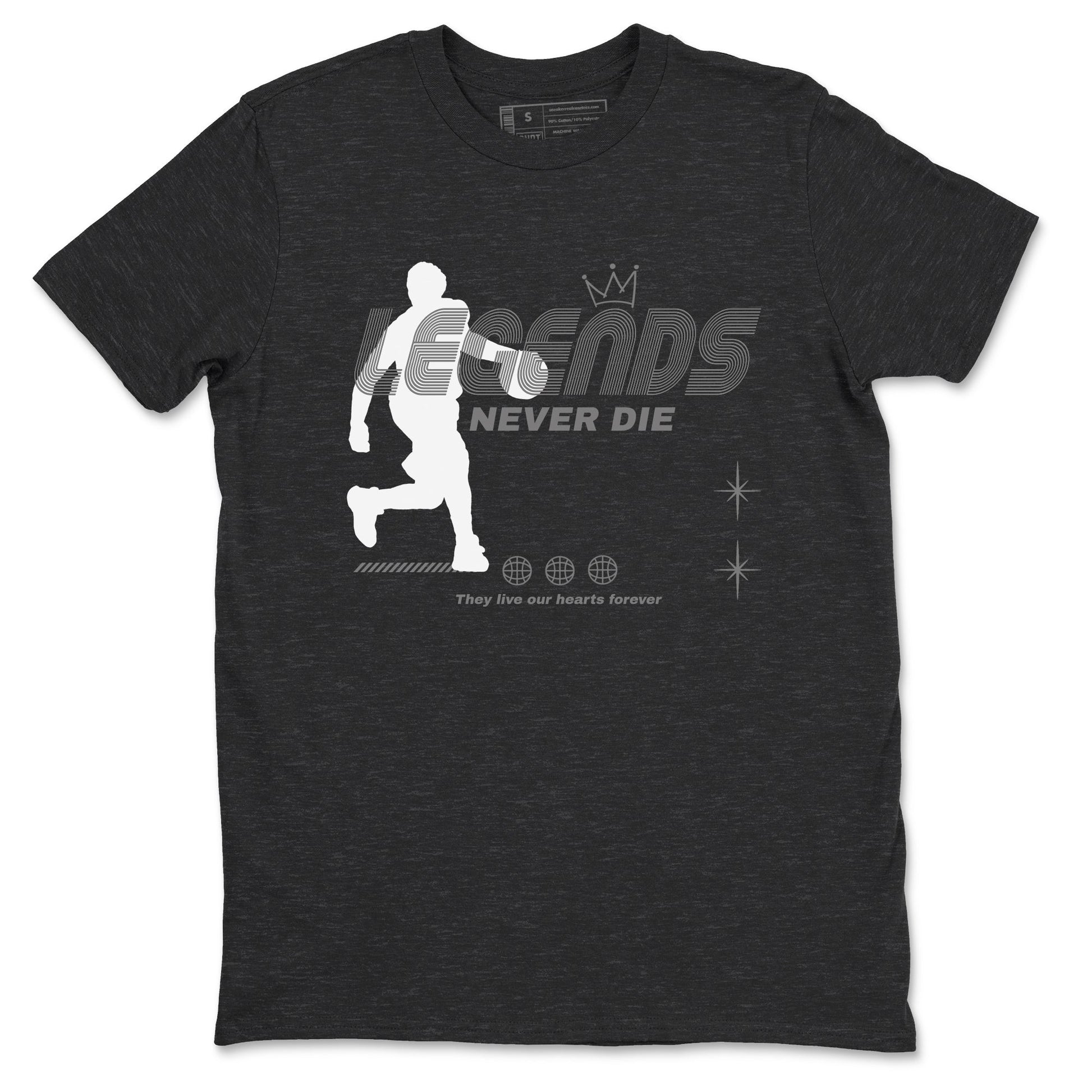 12s Black Wolf Grey shirts to match jordans Legends Never Die sneaker match tees Air Jordan 12 Black Wolf Grey match shoes to clothes SNRT Sneaker Tees unisex cotton Charcoal Heather 2 shirts