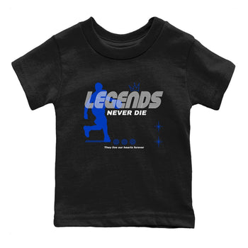 12s Blueberry shirts to match jordans Legends Never Die best t shirts to wear with jordans AJ12 White & Game Royal match shoes to clothes SNRT Sneaker Tees Youth Baby Black 2 tee