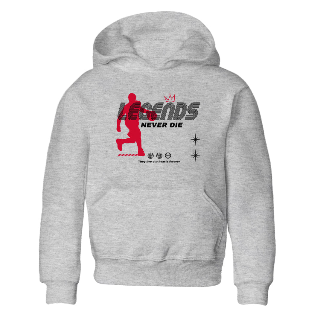 12s Flu Game shirts to match jordans Legends Never Die best t shirts to wear with jordans Air Jordan 12 Retro Flu Black and Varsity Red match shoes to clothes SNRT Sneaker Tees Youth Baby Heather Grey 2 tee