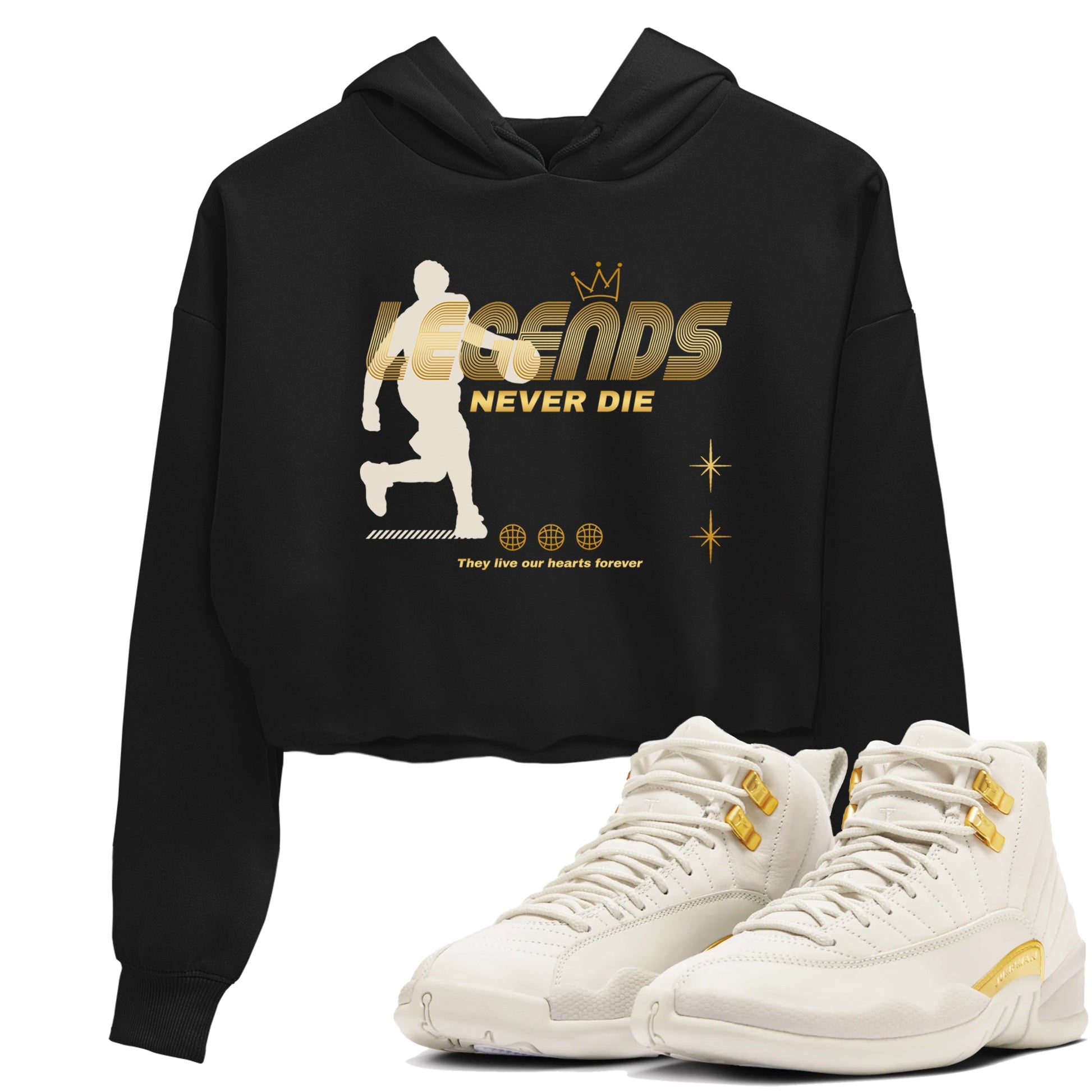 12s Phantom shirts to match jordans Legends Never Die sneaker match tees Air Jordan 12 WMNS Phantom match shoes to clothes SNRT Sneaker Tees unisex cotton Black 1 crop tee