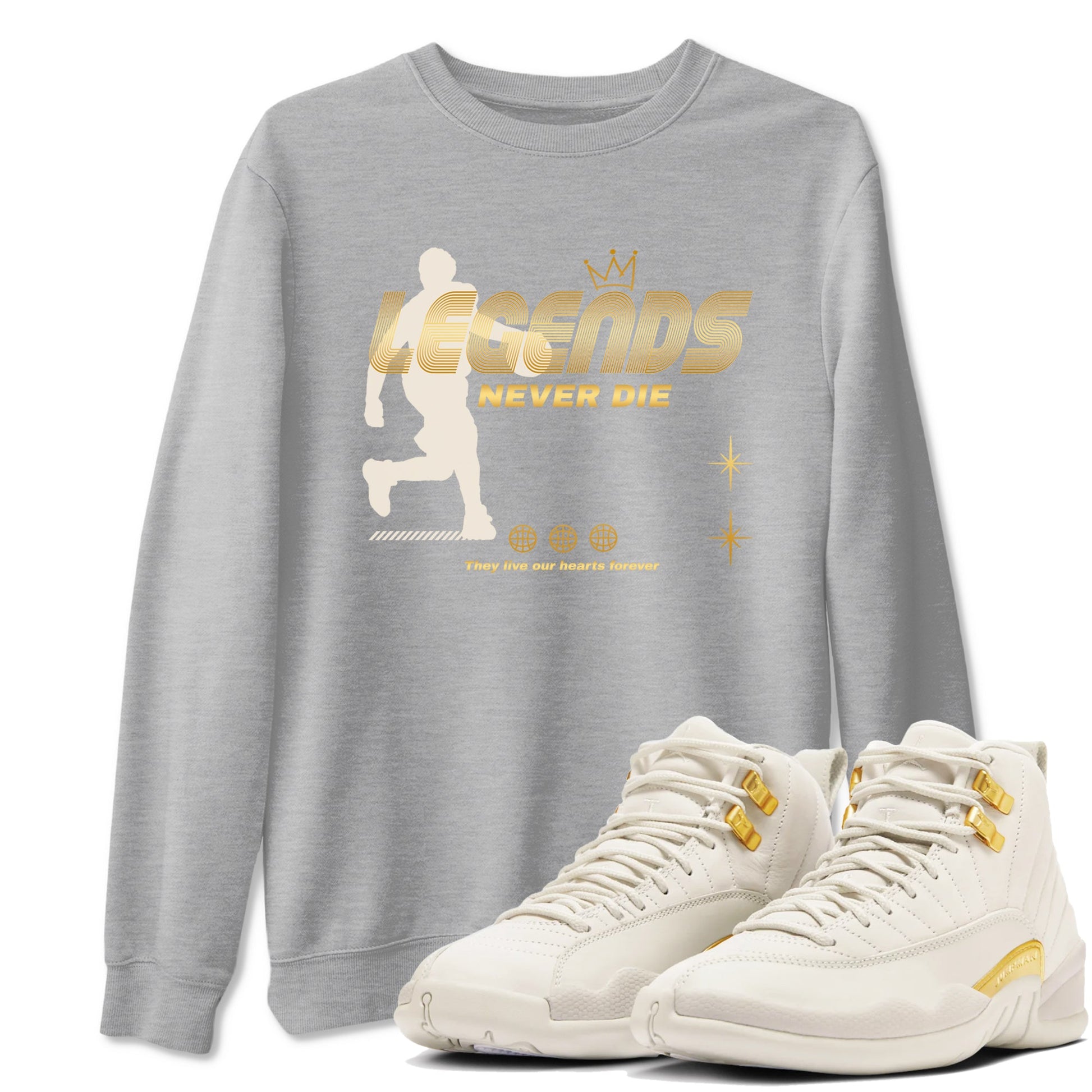 12s Phantom shirts to match jordans Legends Never Die sneaker match tees Air Jordan 12 WMNS Phantom match shoes to clothes SNRT Sneaker Tees unisex cotton Heather Grey 1 shirts