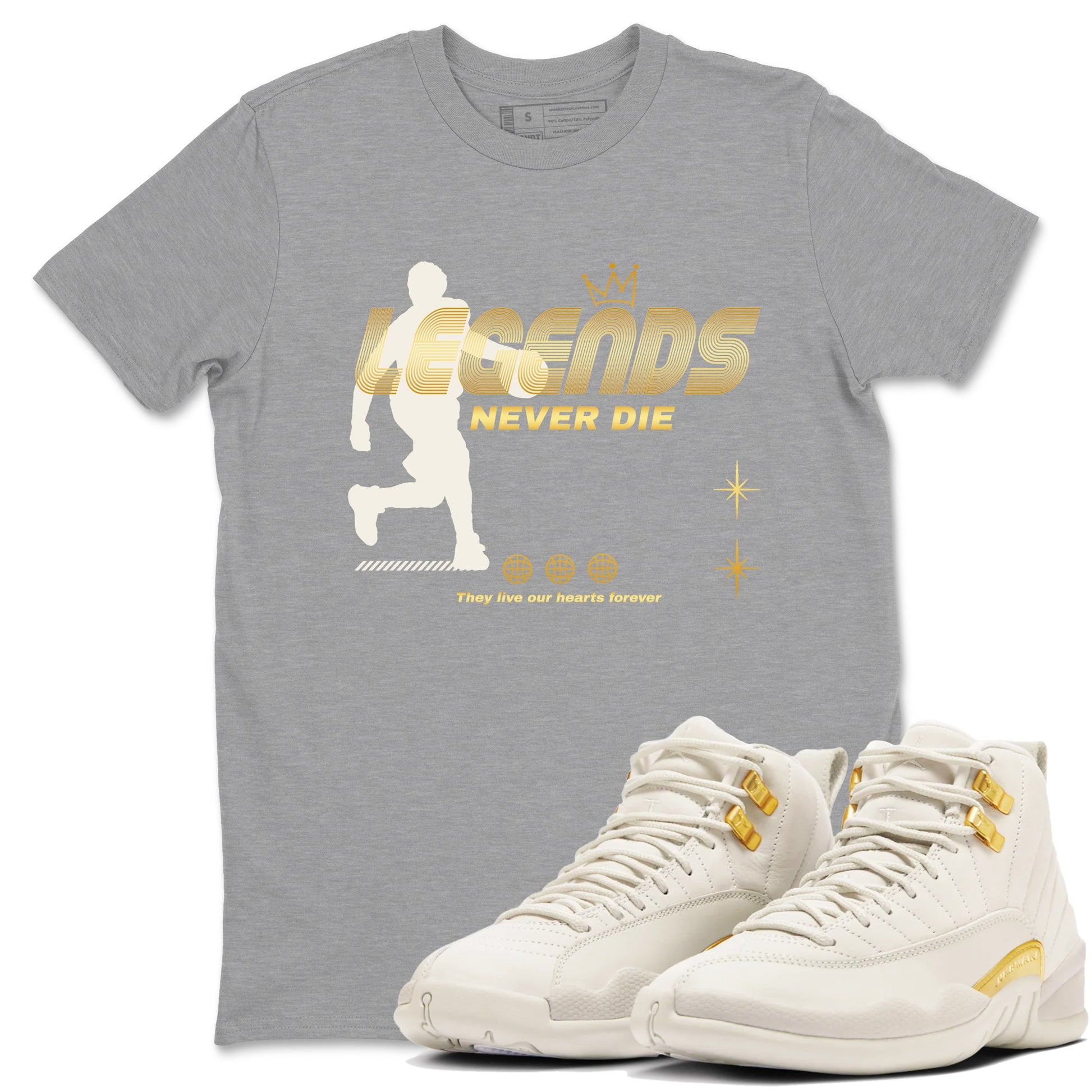 12s Phantom shirts to match jordans Legends Never Die sneaker match tees Air Jordan 12 WMNS Phantom match shoes to clothes SNRT Sneaker Tees unisex cotton Heather Grey 1 shirts
