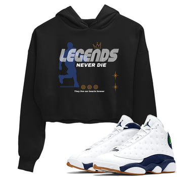 13s Midnight Navy shirts to match jordans Legends Never Die sneaker match tees Air Jordan 13 Midnight Navy match shoes to clothes SNRT Sneaker Tees unisex cotton Black 1 crop tee
