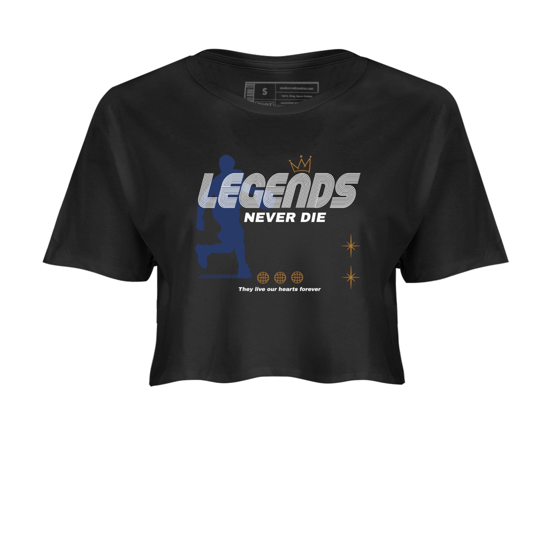 13s Midnight Navy shirts to match jordans Legends Never Die sneaker match tees Air Jordan 13 Midnight Navy match shoes to clothes SNRT Sneaker Tees unisex cotton Black 2 crop tee