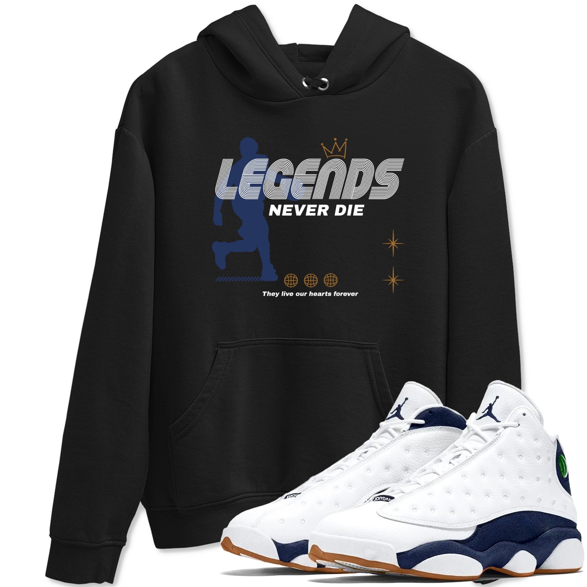 13s Midnight Navy shirts to match jordans Legends Never Die sneaker match tees Air Jordan 13 Midnight Navy match shoes to clothes SNRT Sneaker Tees unisex cotton Black 1 shirts