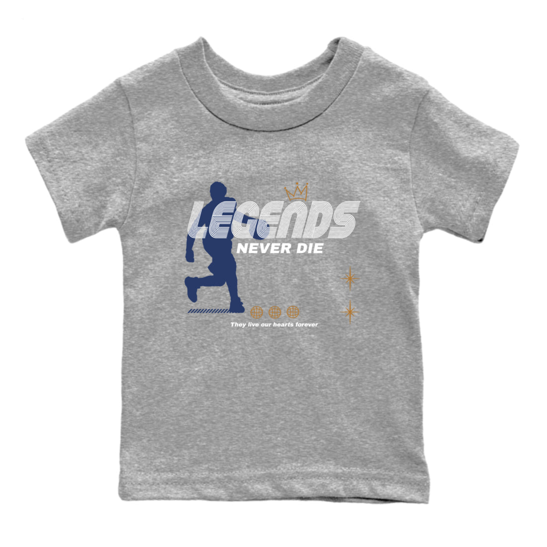 13s Midnight Navy shirts to match jordans Legends Never Die sneaker match tees Air Jordan 13 Midnight Navy match shoes to clothes SNRT Sneaker Tees Youth Baby Heather Grey 2 tee