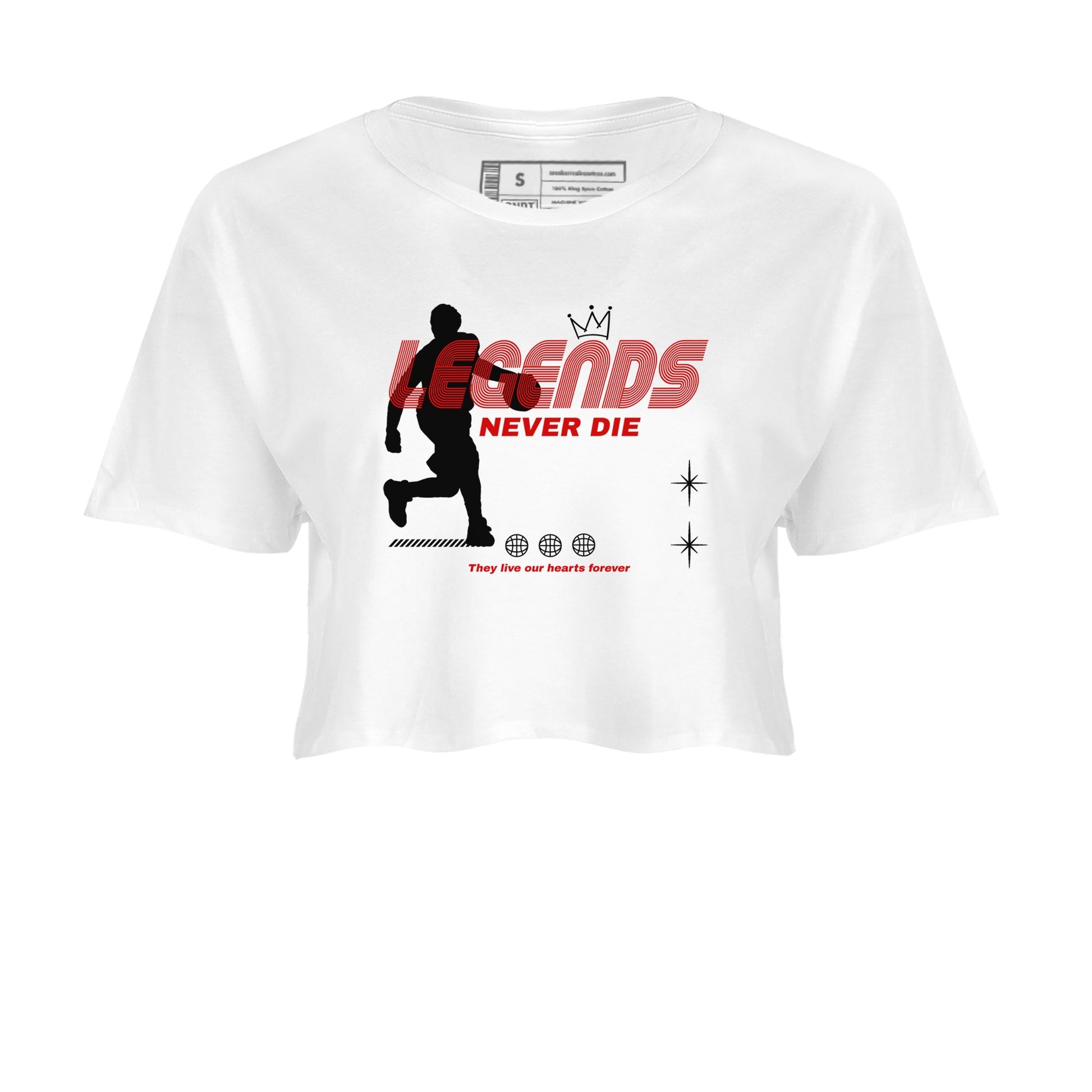 Air Jordan 14 Black Toe t shirts to match sneakers Legends Never Die sneaker match tees 14s Black Toe sneaker match tee SNRT Sneaker Tees unisex cotton White 2 crop tee
