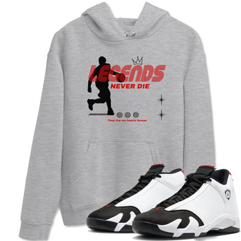 Air Jordan 14 Black Toe t shirts to match sneakers Legends Never Die sneaker match tees 14s Black Toe sneaker match tee SNRT Sneaker Tees unisex cotton Heather Grey 1 shirts