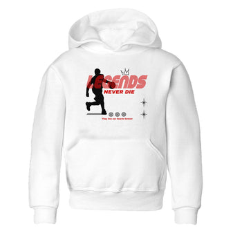 Jordan 14 Retro Black Toe t shirts to match sneakers Legends Never Die sneaker match tees 14s Black Toe sneaker match tee SNRT Sneaker Tees Youth Baby White 2 tee
