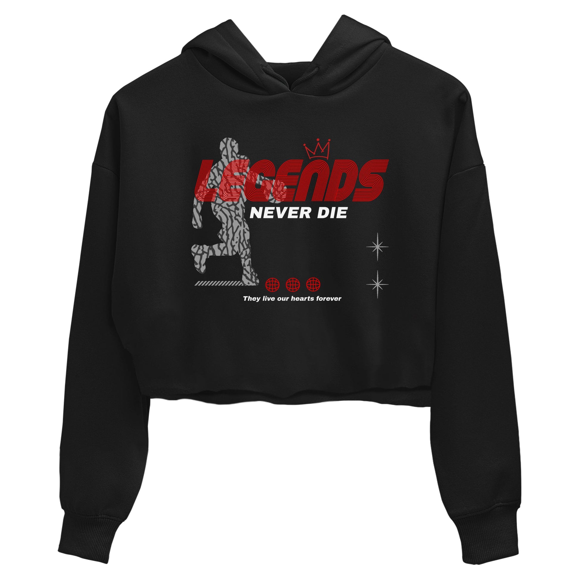 3s Black Cement shirts to match jordans Legends Never Die sneaker match tees Air Jordan 3 Black Cement match shoes to clothes SNRT Sneaker Tees unisex cotton Black 2 crop tee