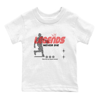 3s Black Cement shirts to match jordans Legends Never Die sneaker match tees Air Jordan 3 Black Cement match shoes to clothes SNRT Sneaker Tees Youth Baby White 2 tee