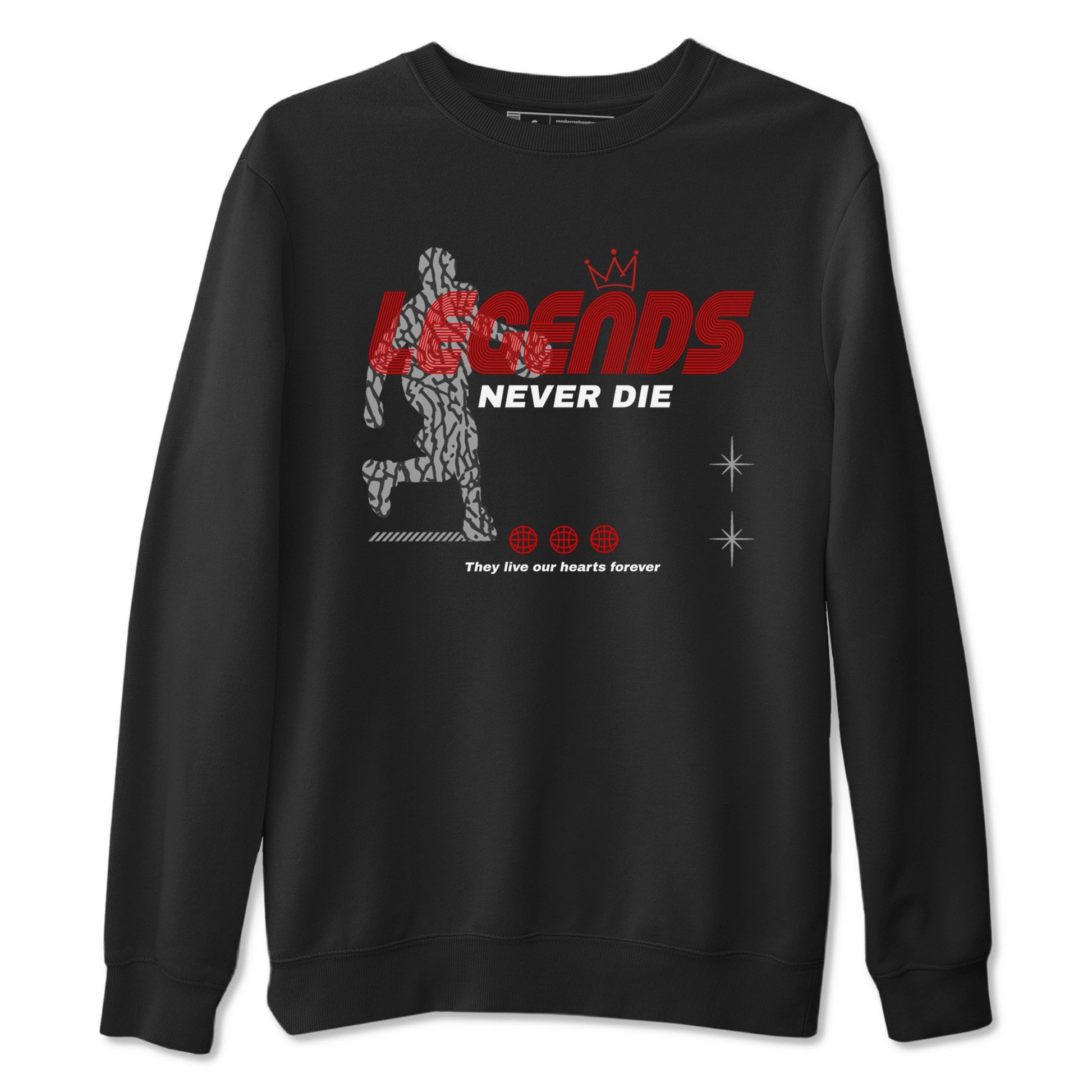 3s Black Cement shirts to match jordans Legends Never Die sneaker match tees Air Jordan 3 Black Cement match shoes to clothes SNRT Sneaker Tees unisex cotton Black 2 shirts