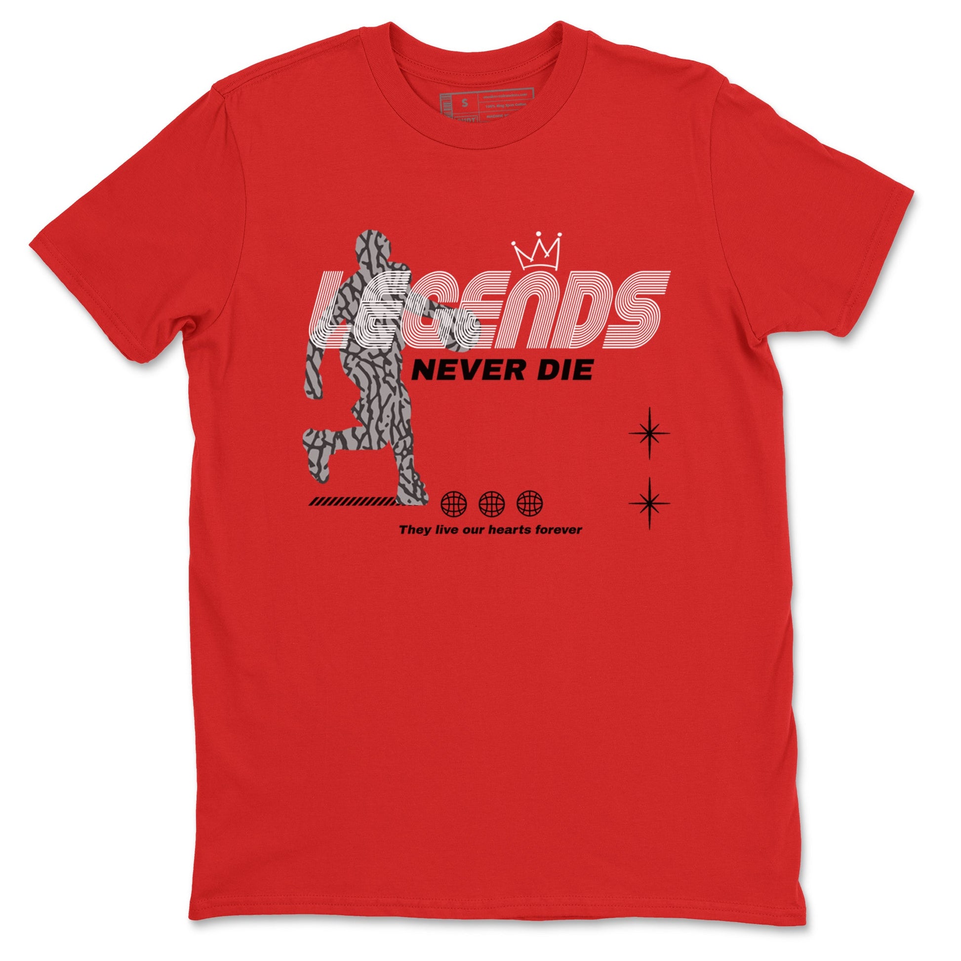 3s Black Cement shirts to match jordans Legends Never Die sneaker match tees Air Jordan 3 Black Cement match shoes to clothes SNRT Sneaker Tees unisex cotton Red 2 shirts