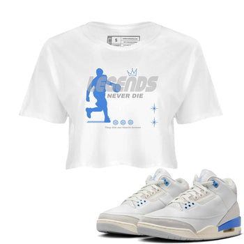 3s Lucky Shorts shirts to match jordans Legends Never Die best t shirts to wear with jordans Air Jordan 3 Lucky Shorts match shoes to clothes SNRT Sneaker Tees unisex cotton White 1 crop tee