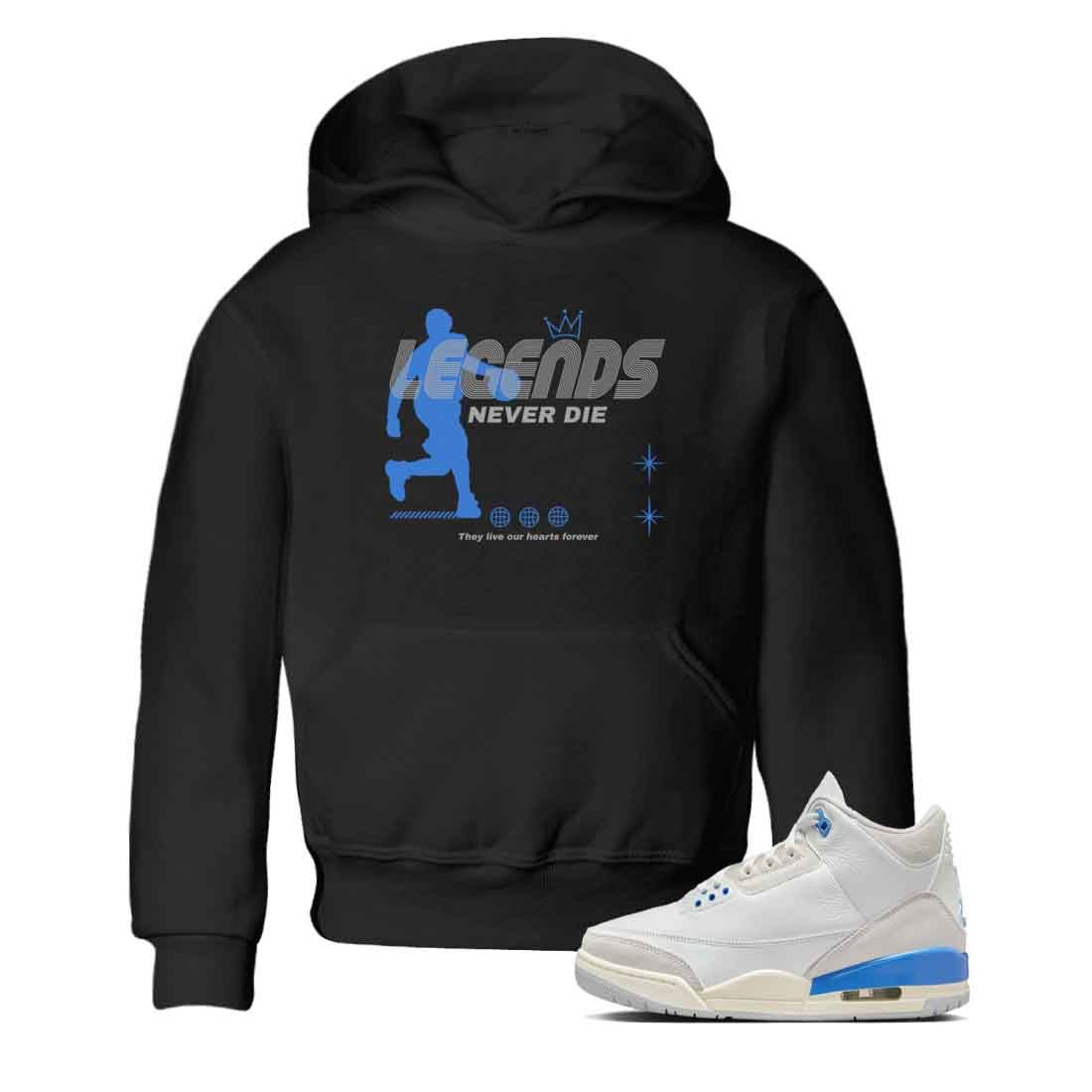 3s Lucky Shorts shirts to match jordans Legends Never Die best t shirts to wear with jordans Air Jordan 3 Lucky Shorts match shoes to clothes SNRT Sneaker Tees Youth Baby Black 1 tee