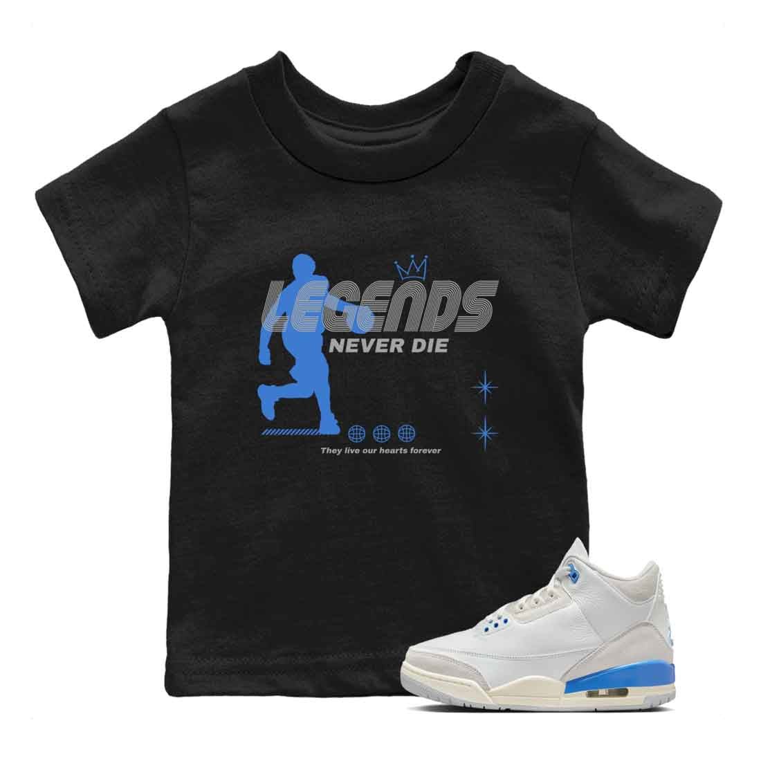 3s Lucky Shorts shirts to match jordans Legends Never Die best t shirts to wear with jordans Air Jordan 3 Lucky Shorts match shoes to clothes SNRT Sneaker Tees Youth Baby Black 1 tee
