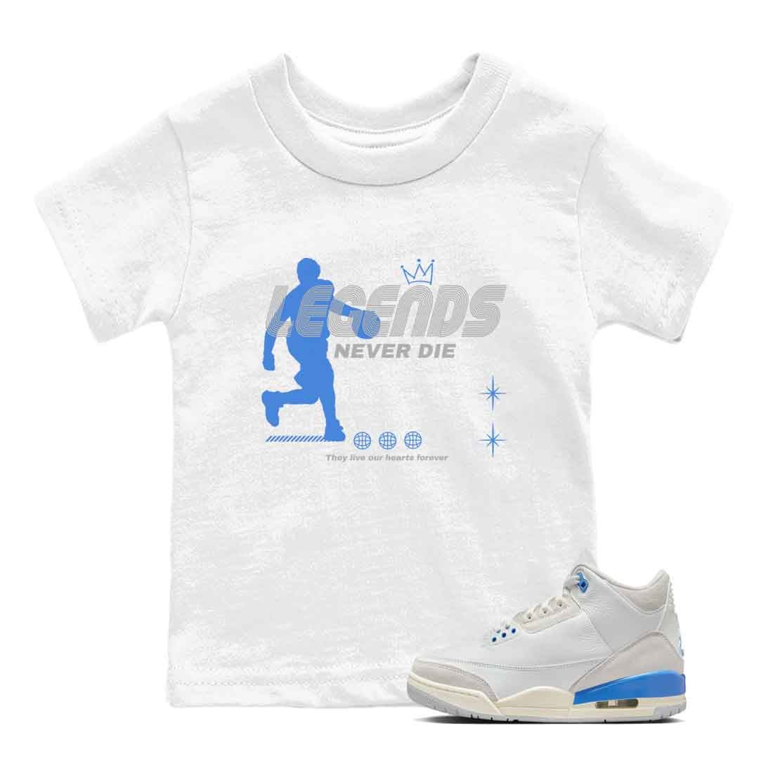 3s Lucky Shorts shirts to match jordans Legends Never Die best t shirts to wear with jordans Air Jordan 3 Lucky Shorts match shoes to clothes SNRT Sneaker Tees Youth Baby White 1 tee