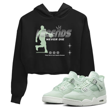 4s seafoam shirts to match jordans Legends Never Die sneaker match tees Air Jordan 4 Abundance match shoes to clothes SNRT Sneaker Tees unisex cotton Black 1 crop tee