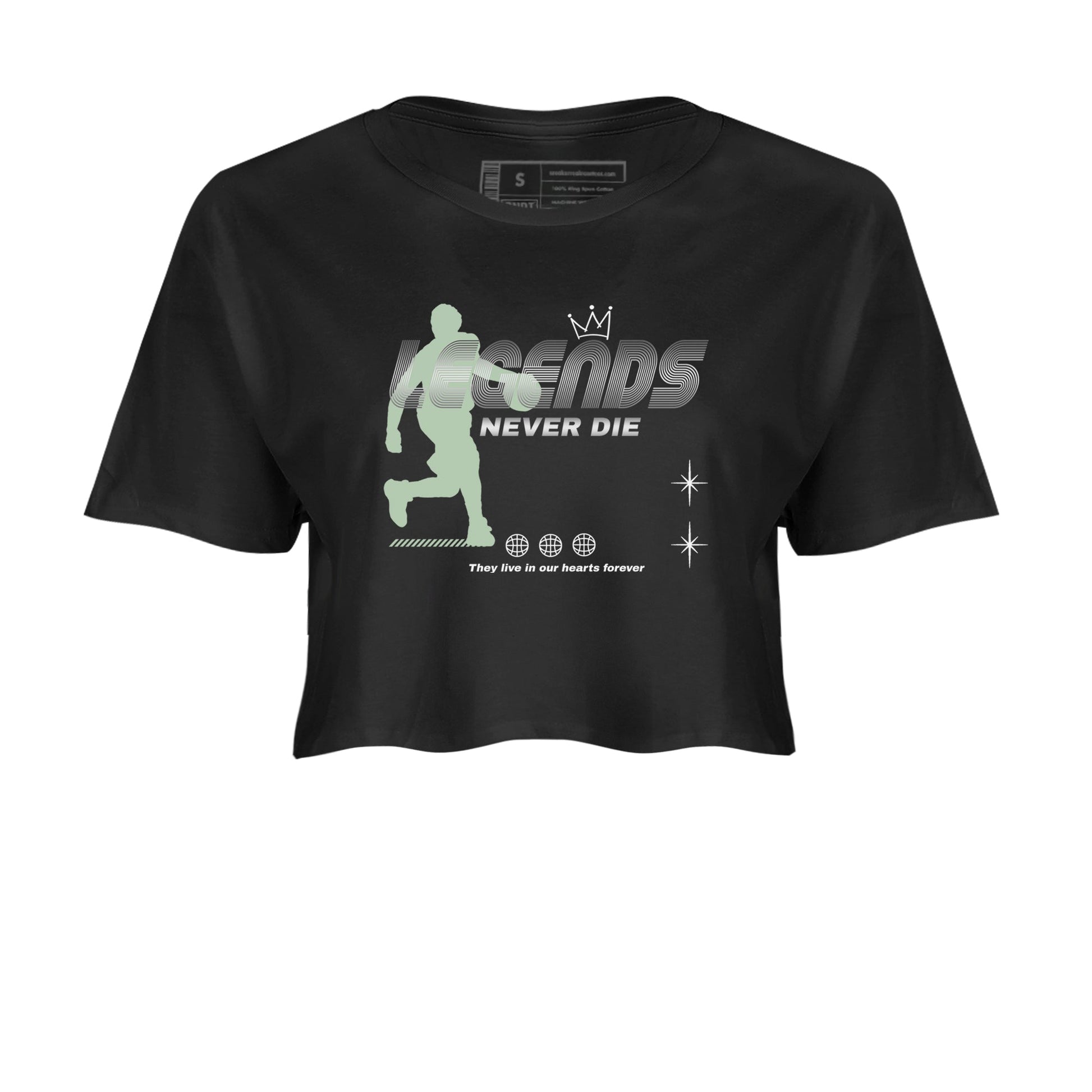 4s seafoam shirts to match jordans Legends Never Die sneaker match tees Air Jordan 4 Abundance match shoes to clothes SNRT Sneaker Tees unisex cotton Black 2 crop tee