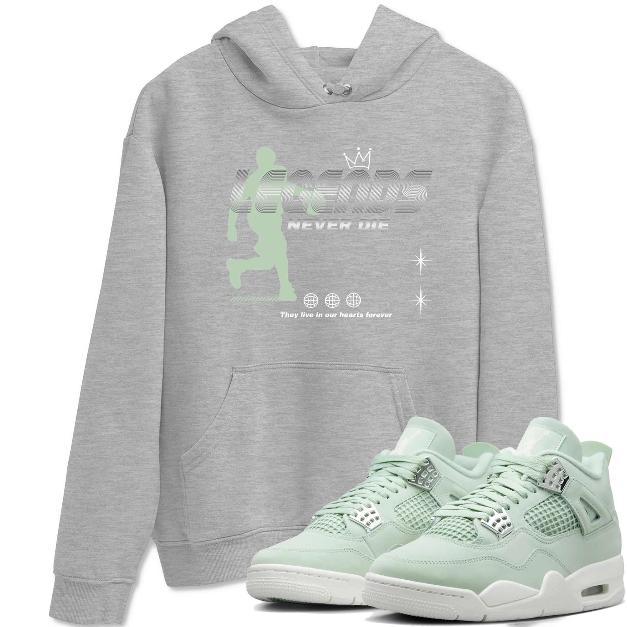 4s seafoam shirts to match jordans Legends Never Die sneaker match tees Air Jordan 4 Abundance match shoes to clothes SNRT Sneaker Tees unisex cotton Heather Grey 1 shirts