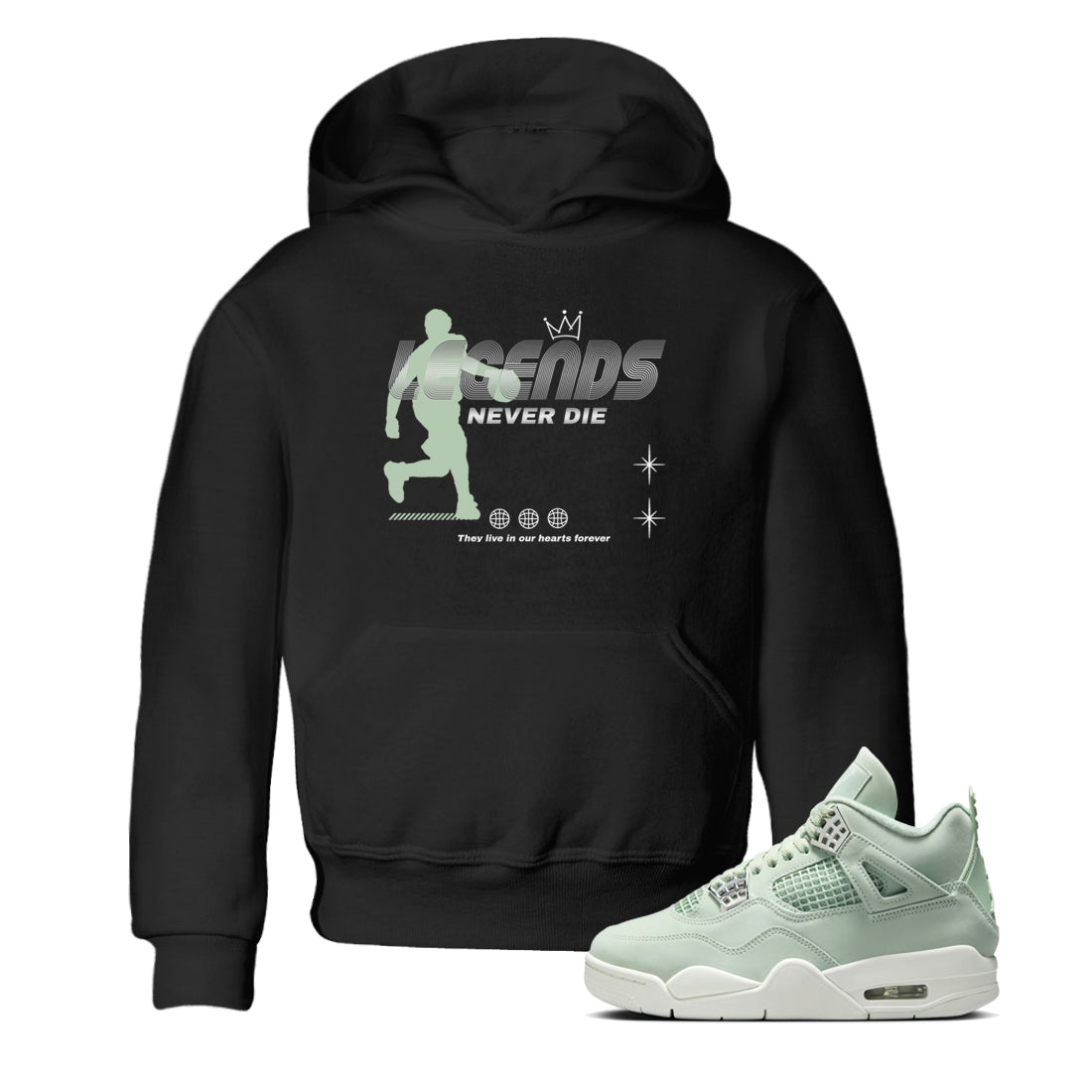 4s seafoam shirts to match jordans Legends Never Die sneaker match tees Air Jordan 4 Abundance match shoes to clothes SNRT Sneaker Tees Youth Baby Black 1 tee