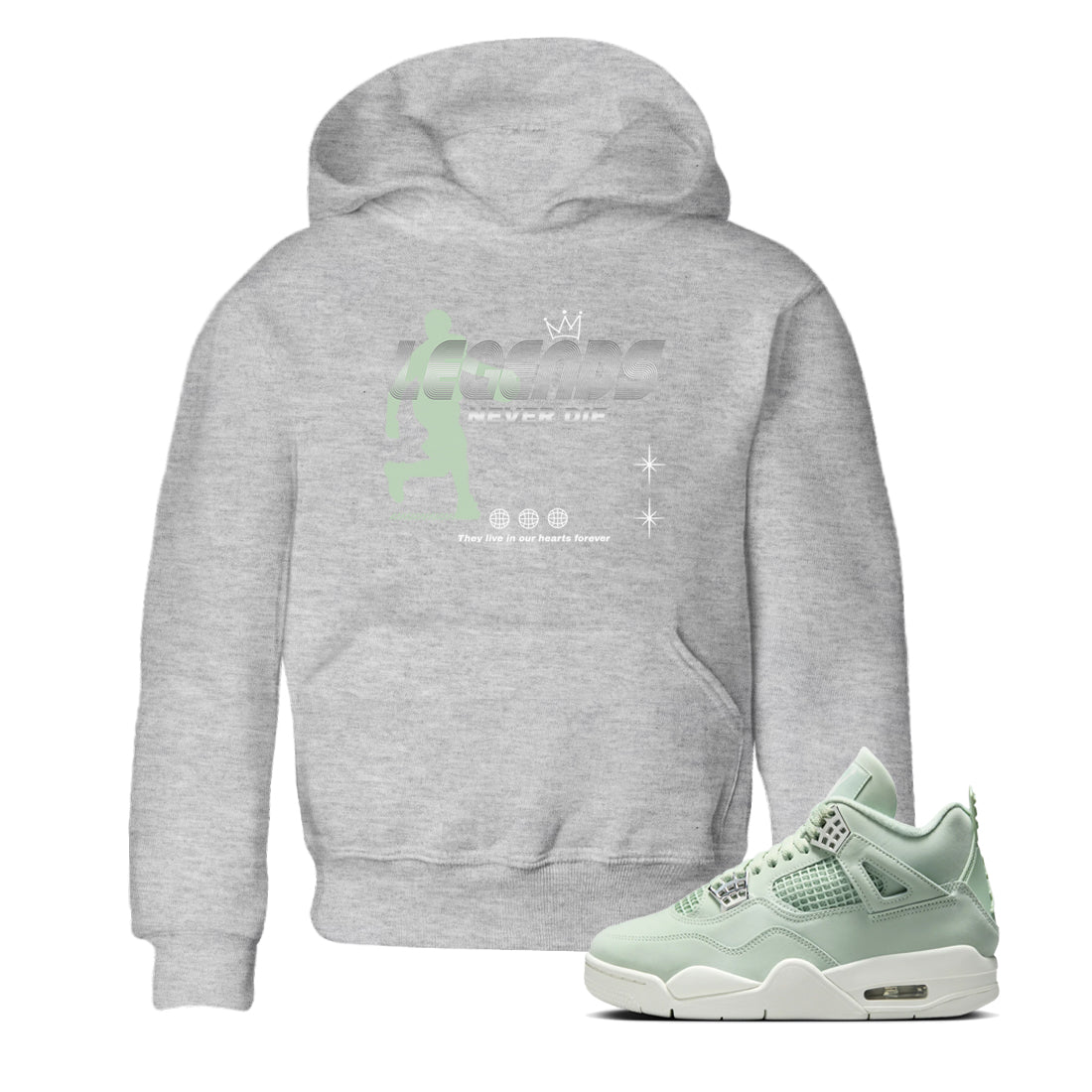 4s seafoam shirts to match jordans Legends Never Die sneaker match tees Air Jordan 4 Abundance match shoes to clothes SNRT Sneaker Tees Youth Baby Heather Grey 1 tee