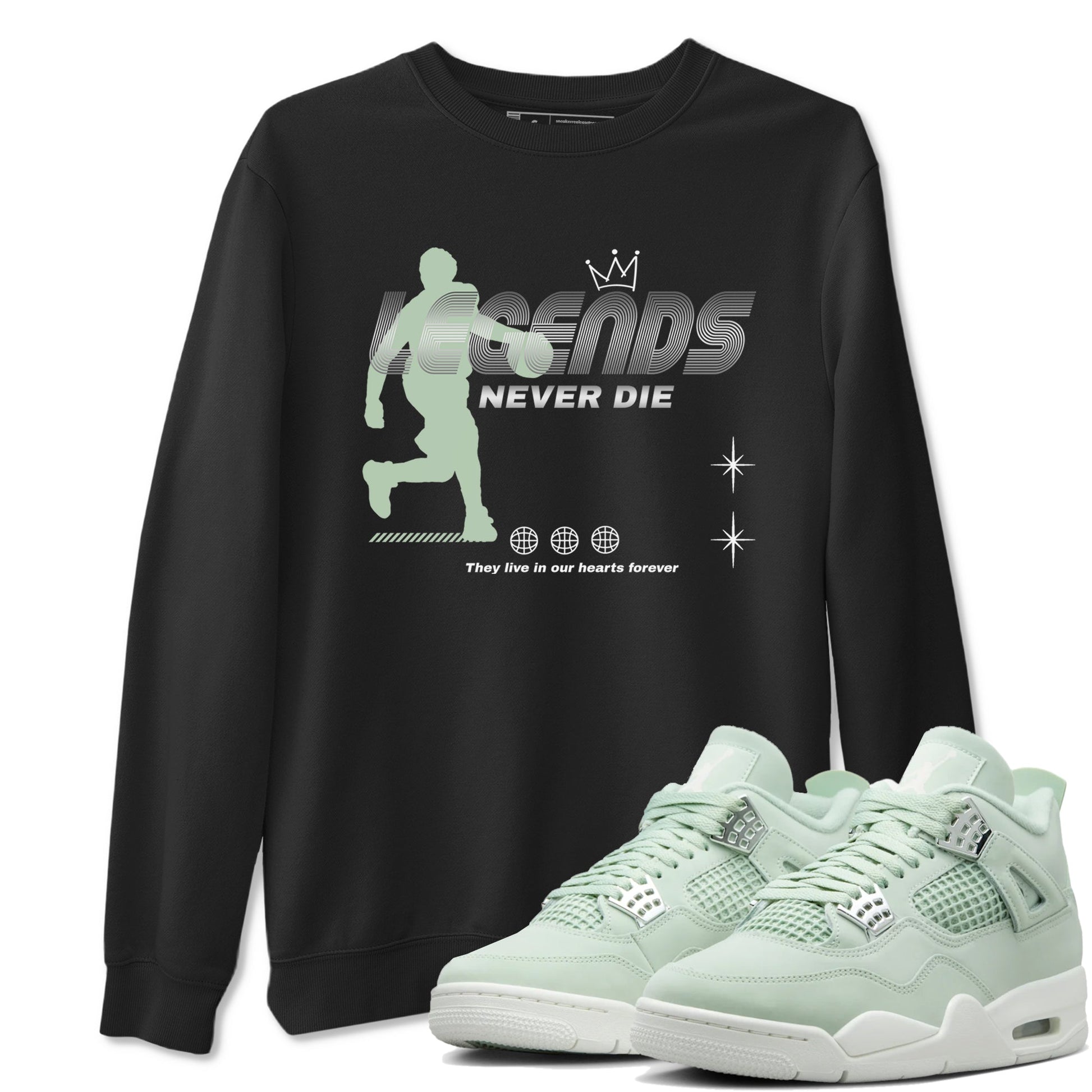 4s seafoam shirts to match jordans Legends Never Die sneaker match tees Air Jordan 4 Abundance match shoes to clothes SNRT Sneaker Tees unisex cotton Black 1 shirts