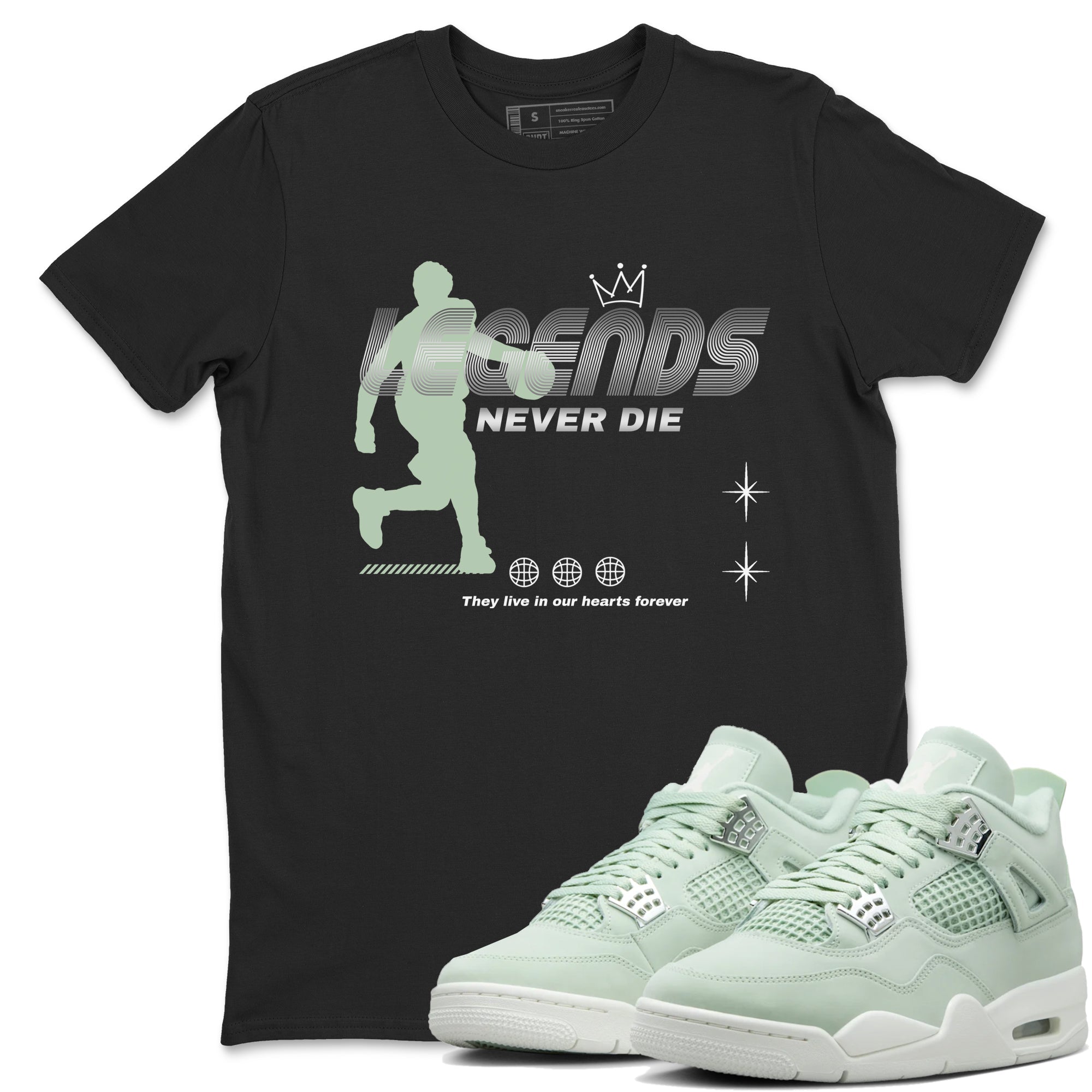 4s seafoam shirts to match jordans Legends Never Die sneaker match tees Air Jordan 4 Abundance match shoes to clothes SNRT Sneaker Tees unisex cotton Black 1 shirts
