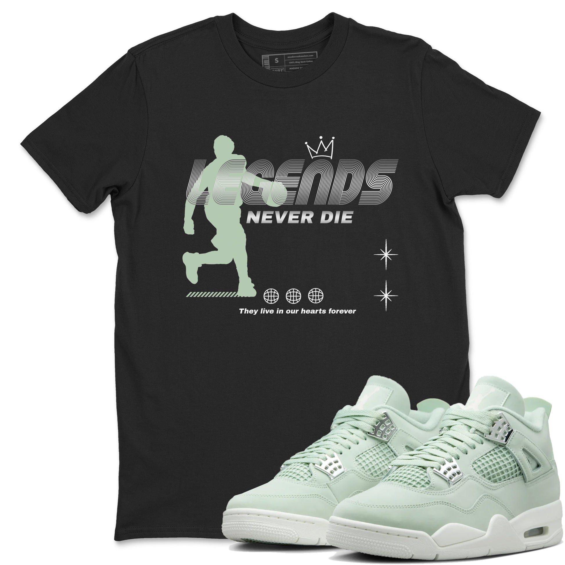 4s seafoam shirts to match jordans Legends Never Die sneaker match tees Air Jordan 4 Abundance match shoes to clothes SNRT Sneaker Tees unisex cotton Black 1 shirts
