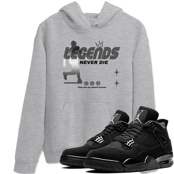 4s Black Cat shirts to match jordans Legends Never Die sneaker match tees Air Jordan 4 Black Cat match shoes to clothes SNRT Sneaker Tees unisex cotton Heather Grey 1 shirts