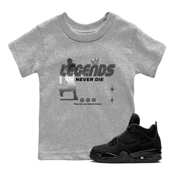 4s Black Cat shirts to match jordans Legends Never Die sneaker match tees Air Jordan 4 Black Cat match shoes to clothes SNRT Sneaker Tees Youth Baby Heather Grey 1 tee