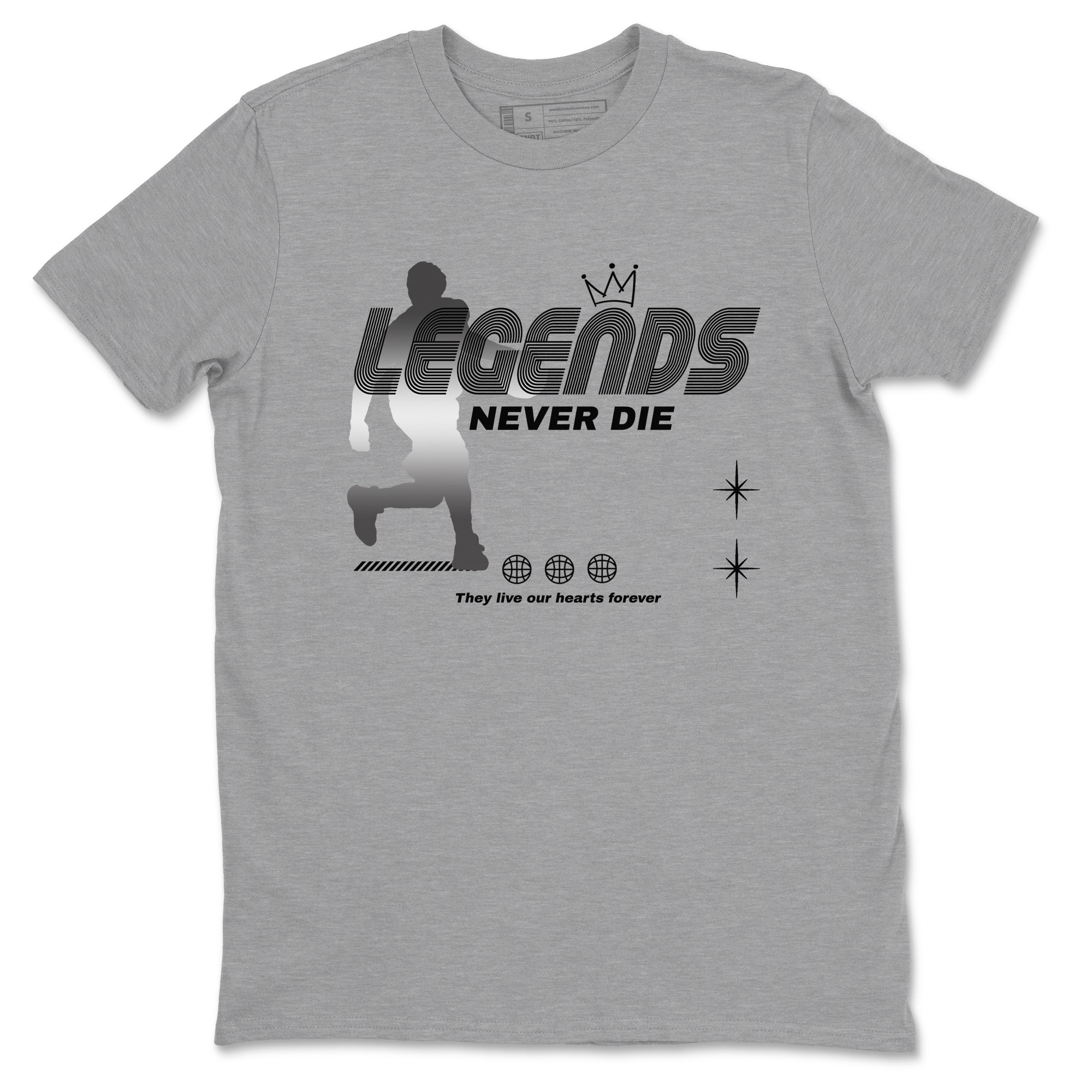 4s Black Cat shirts to match jordans Legends Never Die sneaker match tees Air Jordan 4 Black Cat match shoes to clothes SNRT Sneaker Tees unisex cotton Heather Grey 2 shirts