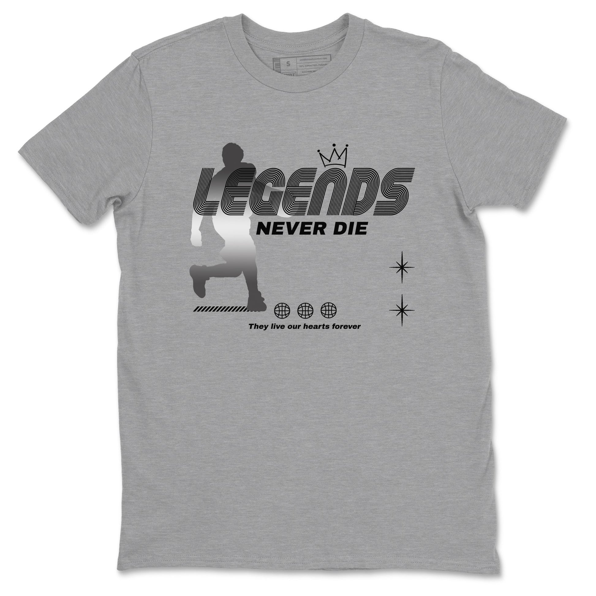 4s Black Cat shirts to match jordans Legends Never Die sneaker match tees Air Jordan 4 Black Cat match shoes to clothes SNRT Sneaker Tees unisex cotton Heather Grey 2 shirts