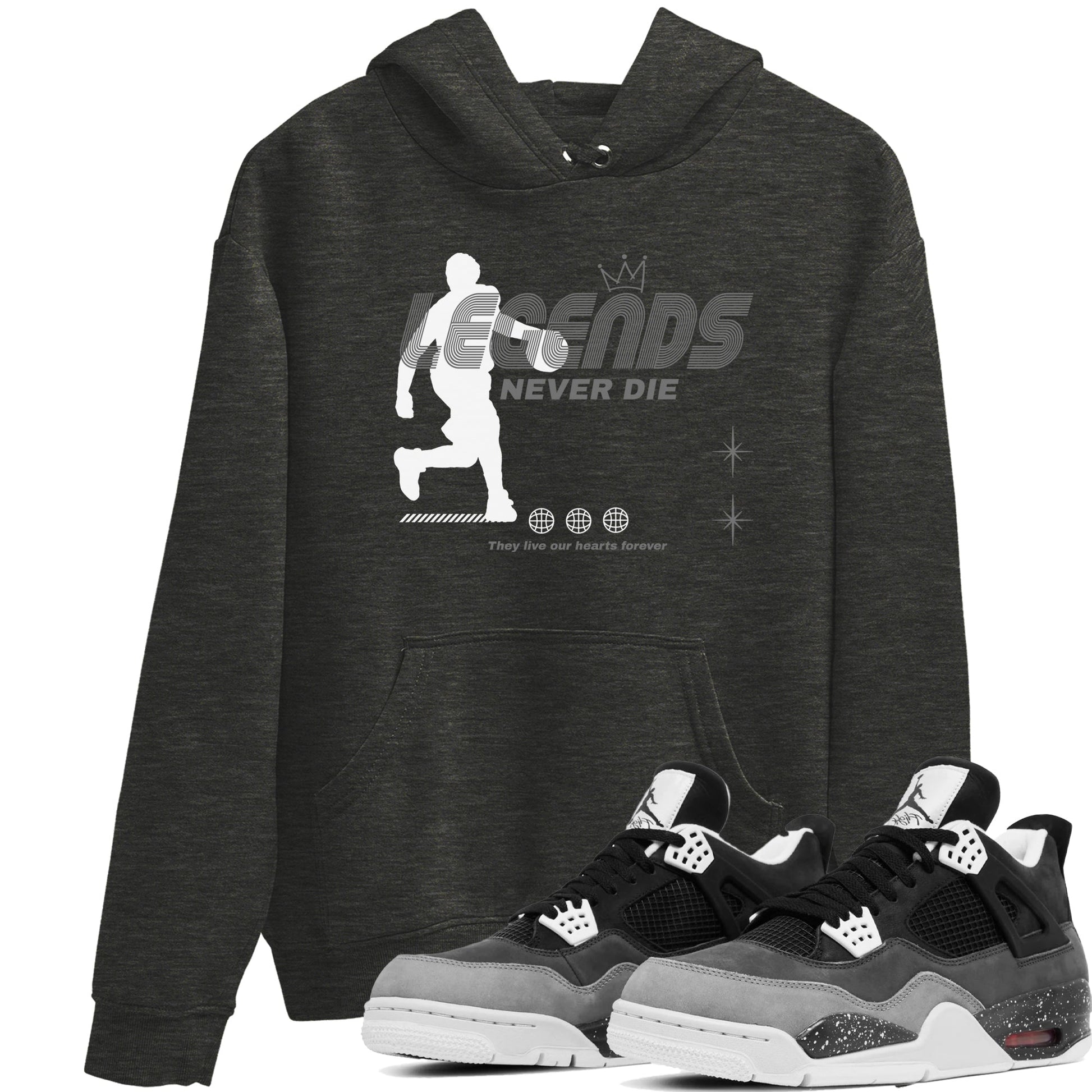 4s Fear shirts to match jordans Legends Never Die sneaker match tees Air Jordan 4 Retro Fear match shoes to clothes SNRT Sneaker Tees unisex cotton Charcoal Heather 1 shirts