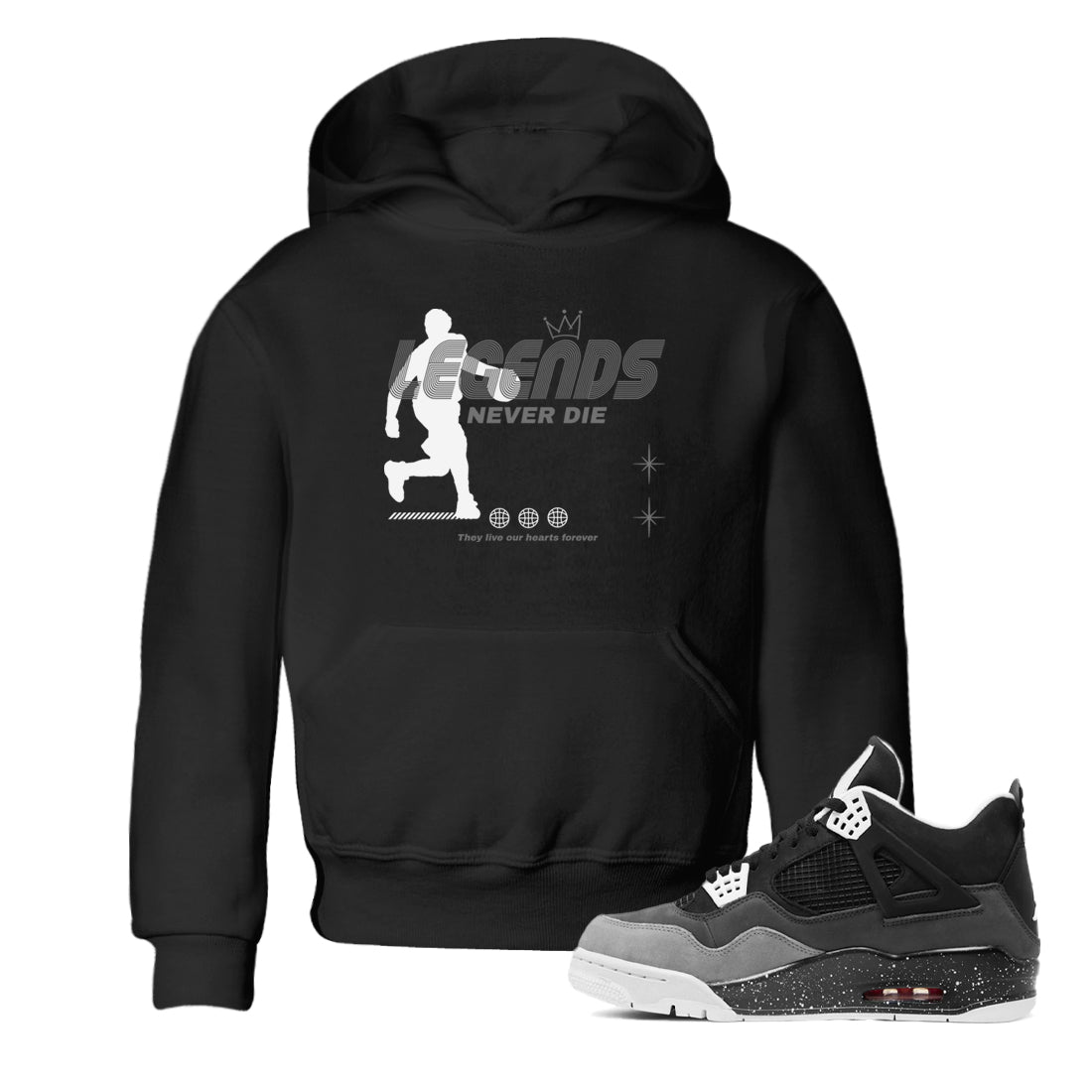 4s Fear shirts to match jordans Legends Never Die sneaker match tees Air Jordan 4 Retro Fear match shoes to clothes SNRT Sneaker Tees Youth Baby Black 1 tee