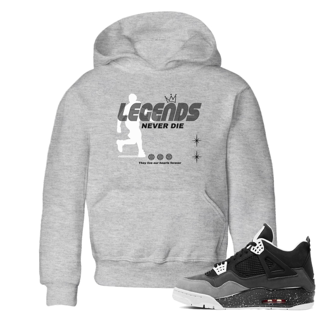 4s Fear shirts to match jordans Legends Never Die sneaker match tees Air Jordan 4 Retro Fear match shoes to clothes SNRT Sneaker Tees Youth Baby Heather Grey 1 tee