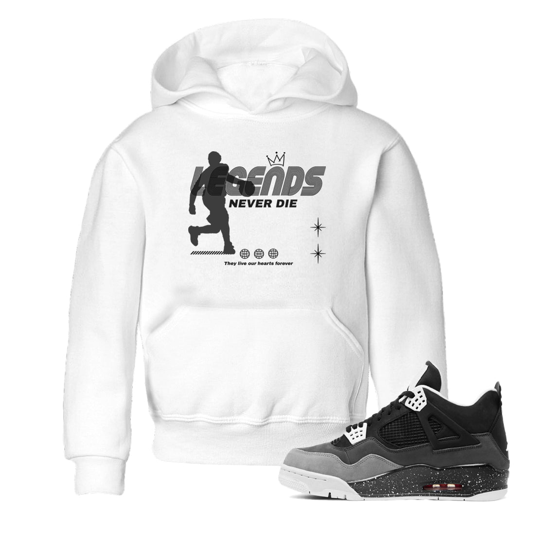 4s Fear shirts to match jordans Legends Never Die sneaker match tees Air Jordan 4 Retro Fear match shoes to clothes SNRT Sneaker Tees Youth Baby White 1 tee