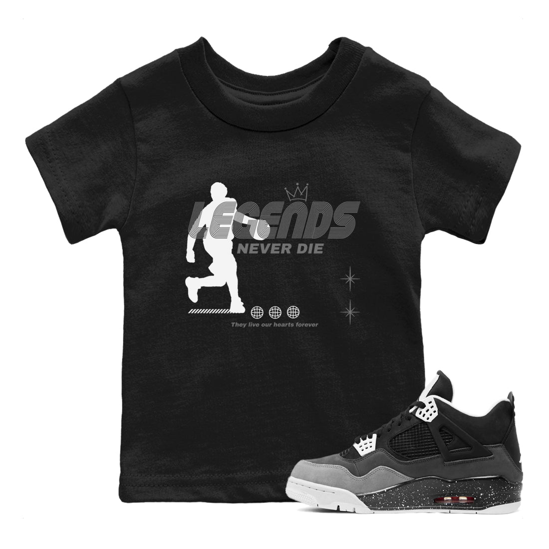 4s Fear shirts to match jordans Legends Never Die sneaker match tees Air Jordan 4 Retro Fear match shoes to clothes SNRT Sneaker Tees Youth Baby Black 1 tee