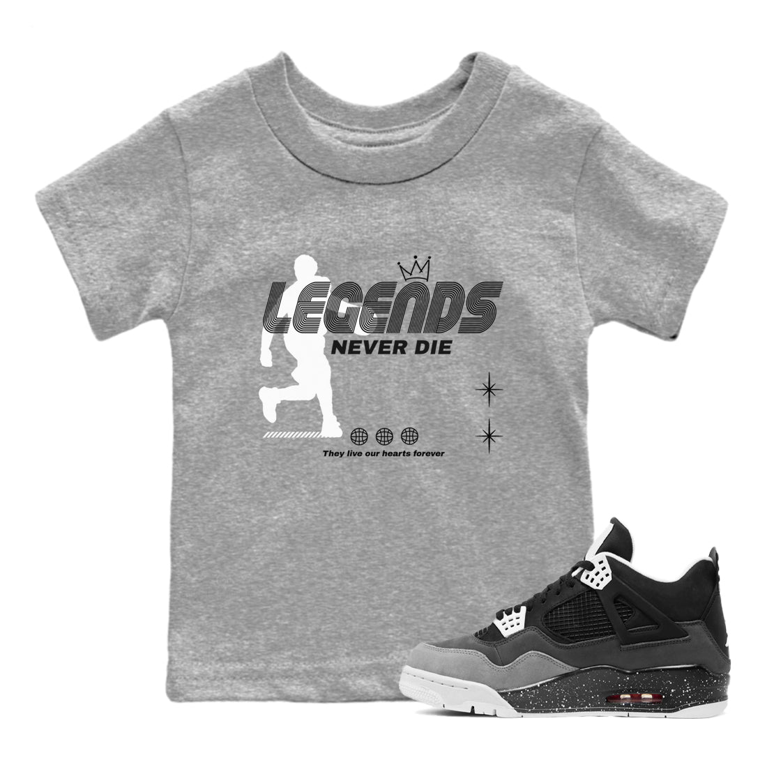 4s Fear shirts to match jordans Legends Never Die sneaker match tees Air Jordan 4 Retro Fear match shoes to clothes SNRT Sneaker Tees Youth Baby Heather Grey 1 tee