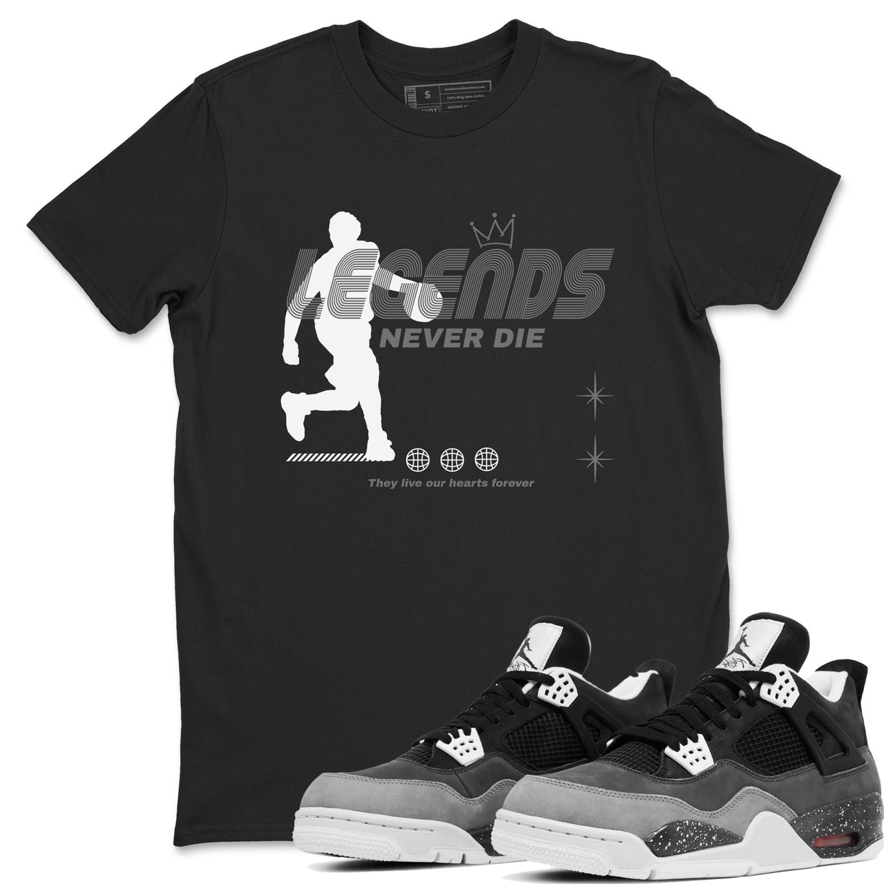 4s Fear shirts to match jordans Legends Never Die sneaker match tees Air Jordan 4 Retro Fear match shoes to clothes SNRT Sneaker Tees unisex cotton Heather Grey 1 shirts