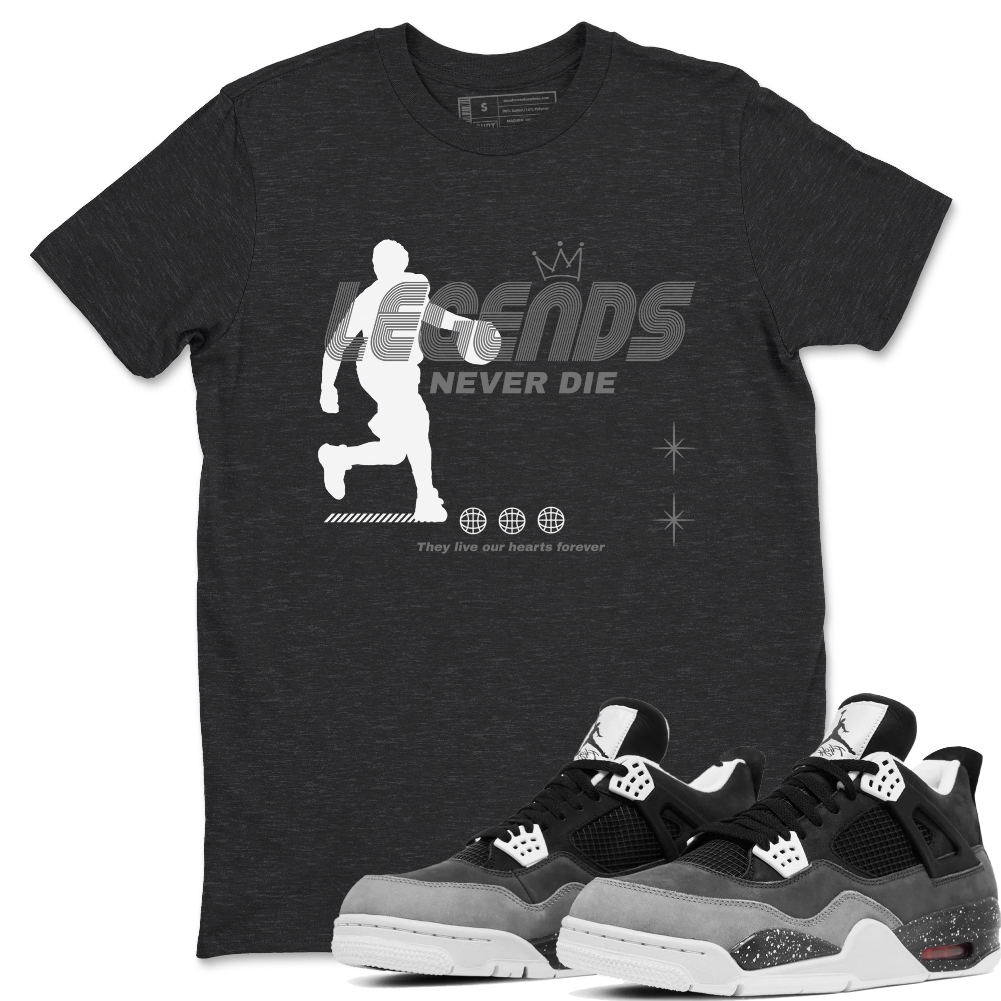 4s Fear shirts to match jordans Legends Never Die sneaker match tees Air Jordan 4 Retro Fear match shoes to clothes SNRT Sneaker Tees unisex cotton Charcoal Heather 1 shirts