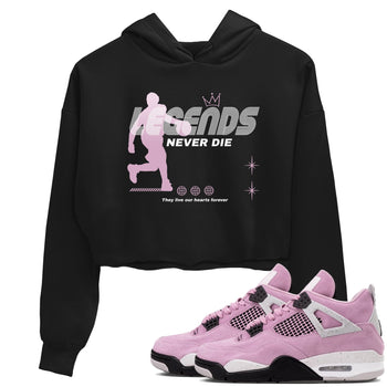 4s Retro Orchid shirts to match jordans Legends Never Die sneaker match tees Air Jordan 4 WMNS Orchid match shoes to clothes SNRT Sneaker Tees unisex cotton Black 1 crop tee